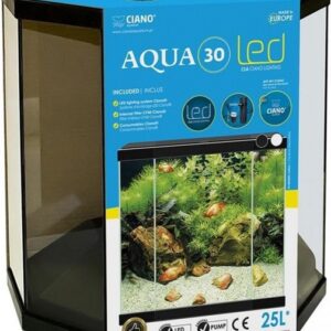 Aquarium aqua 30 led Zwart 40x20x45,5CM