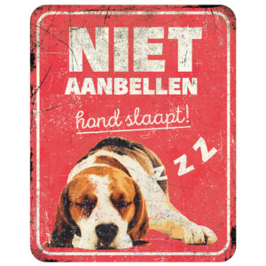 Waarschuwingsbord beagle nl 25x20x0,3cm rood