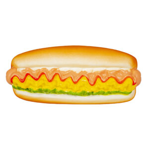 Latex hotdog meerkleurig 16x7x6cm