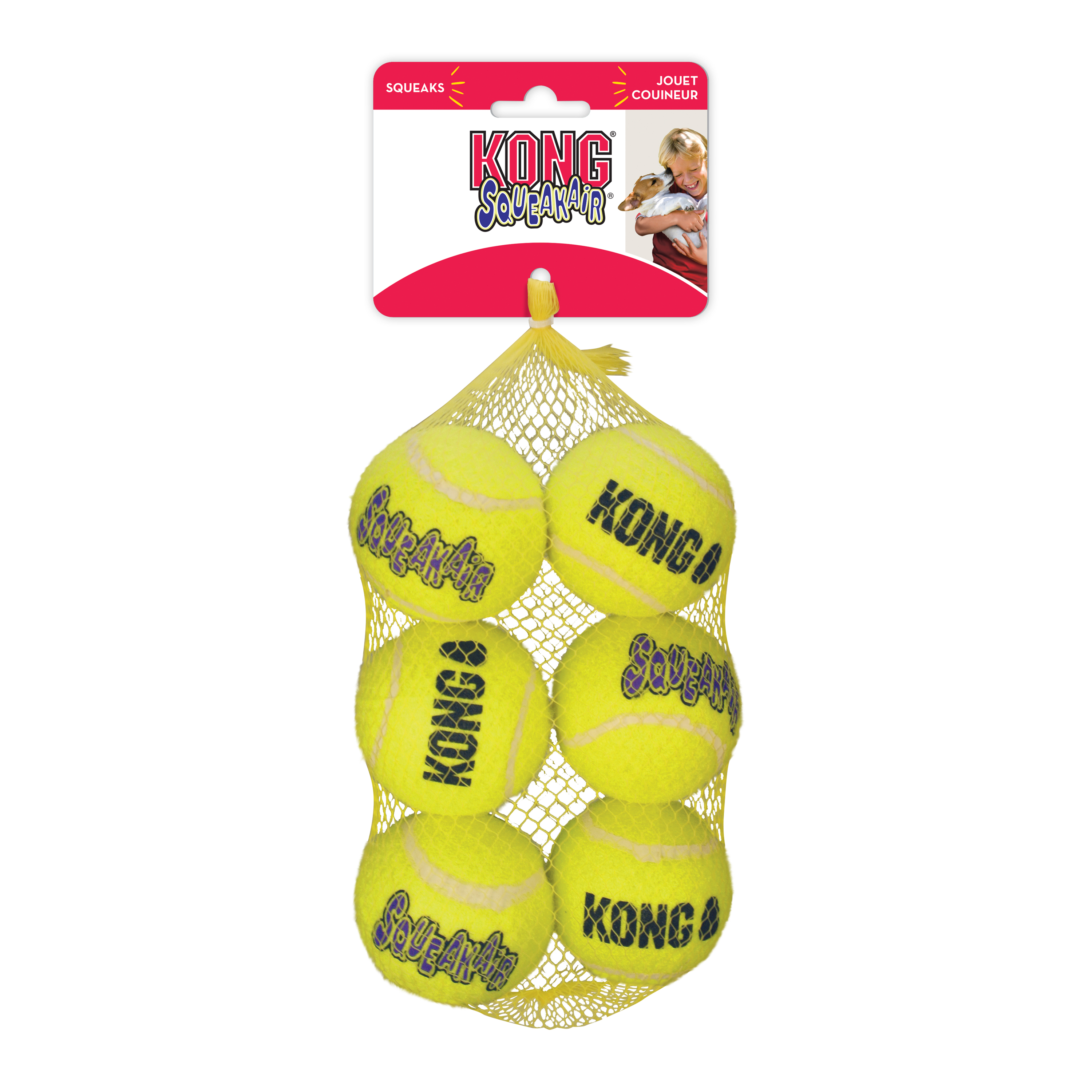 Mathis Verscherpen Buiten adem Kong squeakair balls 6-pack geel M- 6,4x6,4x6,4cm - Allesvooruwhuisdier