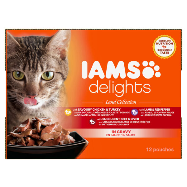 Iams pouch 12-pack land collection in gravy 12x85g