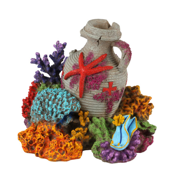 Amfoor koraal 2 13,9x11,5x12,4cm Meerkleurig