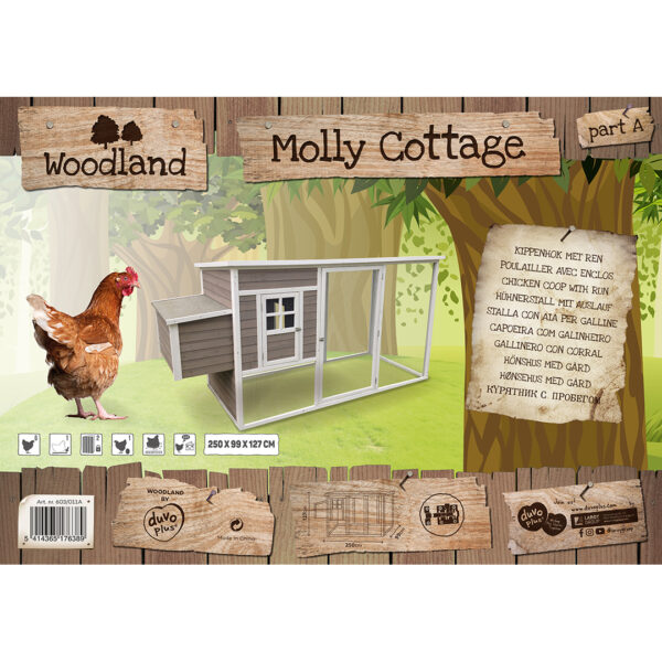 Woodland kippenhok molly cottage taupe 250x99x127cm