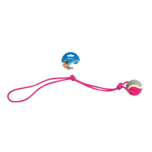 Knoop Katoen Pendel Met 1 Knoop & Tennisbal 60cm grijs/roze