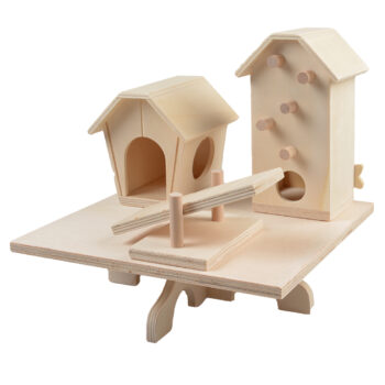 Houten speeltuin met huisjes 23x20x22cm bruin