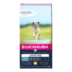 Eukanuba Graanvrij Kip Adult S/M Breed 12kg Glutenvrij zoete aardappel is een natuurlijke bron van vezels en mineralen Rijk aan verse kip voor vetvrije spieren Antioxidanten en vitaminen helpen een gezond immuunsysteem te ondersteunen. Prebiotica en bietenpulp dragen bij aan een gezonde spijsvertering Afgestemd calciumgehalte ter ondersteuning van sterke botten Eukanuba Graanvrij Kip Adult S/M Breed 12kg