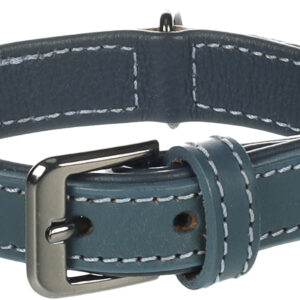 Popular leder halsband blauw S 29-34cm/14mm